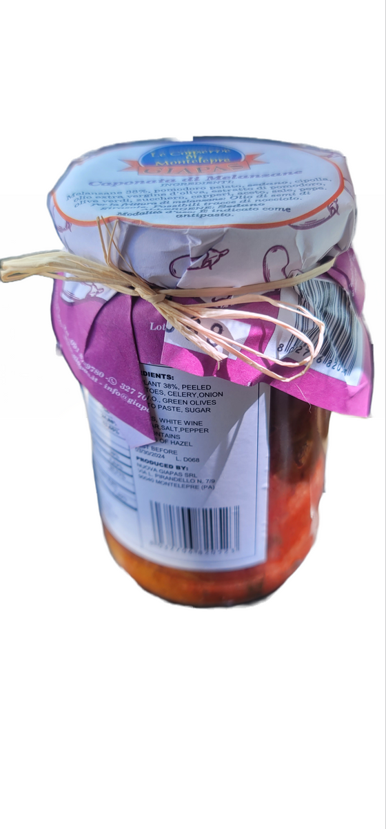 Eggplant Tomato Italy Caponata Glass Jar Giapas Best in Sicily Palermo