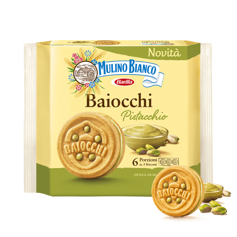 Mulino Bianco Baiocchi Cookies with Pistacchio Cream, 5.92 oz