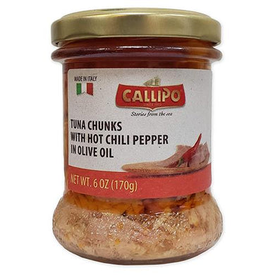 Callipo Tuna in Olive Oil with Hot Chili Pepper, 6 oz Jar